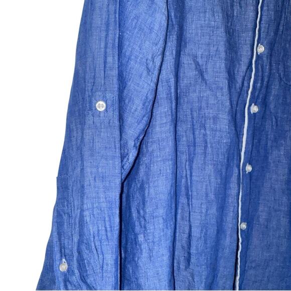 Inserch Sz L 100% Linen Button Down Shirt Preppy‎ Coastal Resort Wear - Picture 6 of 8